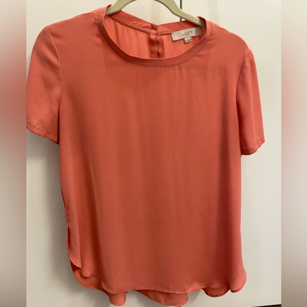Loft orange short sleeve blouse, size medium